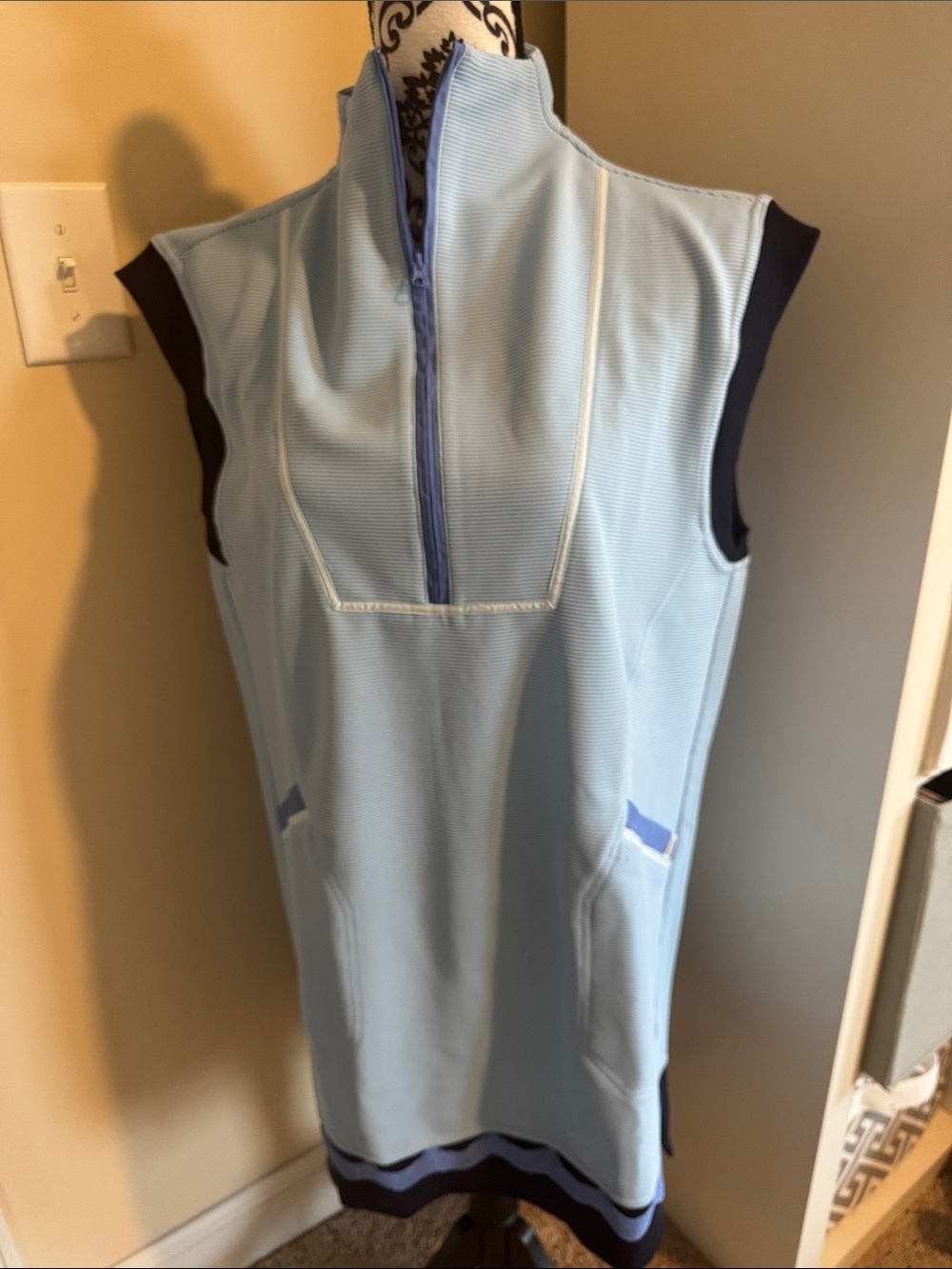 Simply Southern Sleeveless Light Blue Zip-Up Golf, Tennis, Pickle Ball Dress NWT